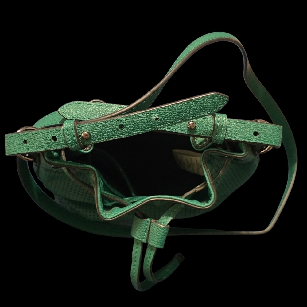 Armani Exchange Perforated Bucket Bag - Emerald Green & Gunmetal - Picture 4 of 9